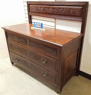 19TH C CHERRY 4 DRAWER CHEST 31"H X 52 1/2"W X 22 1/4"D W/ ORIG FRAME FOR MIRROR 47 3/4"H X 49 1/2"W CORDTS MANSION