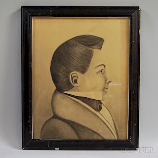 Framed Charcoal Portrait Profile Sketch of a Gentleman