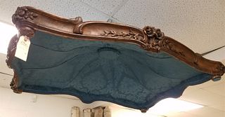 19TH C CARVED AND UPHOLS CANOPY 15"H X 52"W X 35" CORDTS MANSION