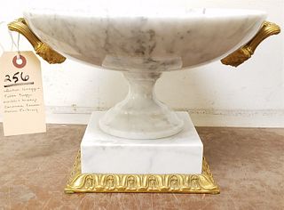 BAKER KNAPP + TUBBS MARBLE TAZZA W/BRONZE MOUNTS 7-1/4"H 11-1/2"DIA BARONESS JEANNE- MARIE FRIBOURG