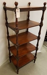 19TH C. ENGLISH MAHOG.5 TIER PLATE STAND 51"H X 20-1/4"W X 14-1/2"D CORDTS MANSION
