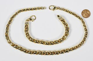 14K Italian Necklace and Bracelet Set