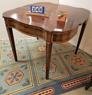 HEPPLEWHITE STYLE INLAID MAHOG CONSOLE/DINING TABLE 30-1/2"H X 20"W X 20-1/2"D CLOSED