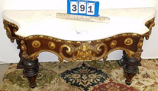 VICT POLY CHROMED WOOD BASE MARBLE TOP STAND 16"H X 37"W X 14"D CORDTS MANSION