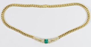 18K Emerald and Diamond Necklace