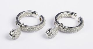 Diamond Hoop Earrings with Drops, 14K & 18K