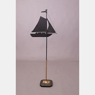 A Painted Metal Sailboat Weathervane, 20th Century.