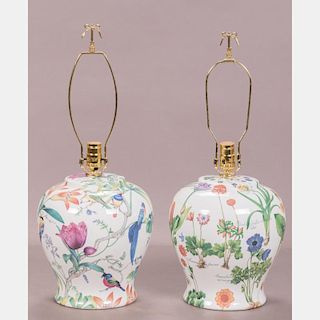 A Pair of Contemporary Porcelain Table Lamps, 20th Century.