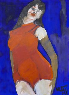 Michael Whitley ''Girl in Red'' 1964 Oil