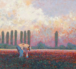 Alfred Currier ''Valley Splendor'' (Tulip Field) Oil