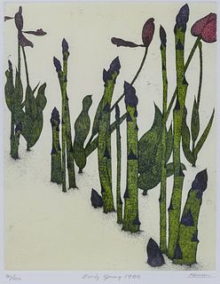 Art Hansen ''Early Spring'' (Asparagus) 1988 Etching