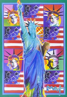 Peter Max ''God Bless American II'' 2001 Acrylic