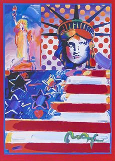 Peter Max ''God Bless America III'' 2005 Acrylic