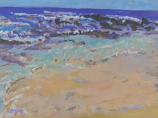 Windsor Utley ''Surf and Sand #1'' Tempera