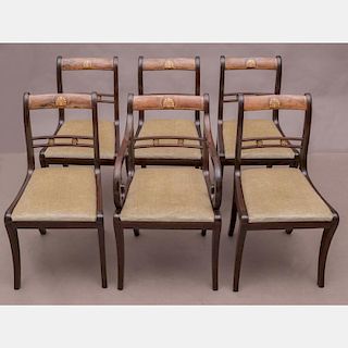 A Set of Six Regency Style Mahogany Chairs, 20th Century,