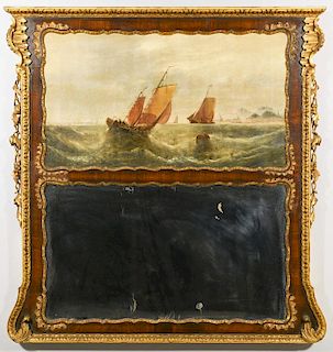 18th Cent. Trumeau Mirror with Ships