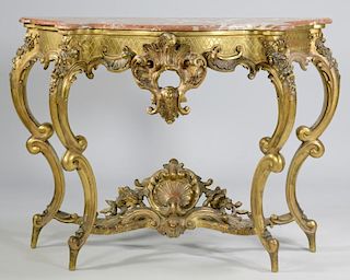 Italian Giltwood & Marble Console Table