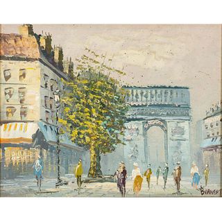 Caroline Burnett Oil on Canvas, Arc de Triomphe, Signed