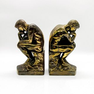 2pc Vintage Brass Finish Bookends After Rodin The Thinker
