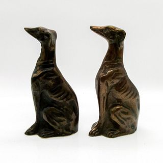 Pair of Vintage Bronze Greyhound Whippet Dog Sculptures