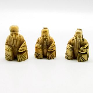 3pc Set Vintage Chinese Netsuke Three Wise Men Carvings