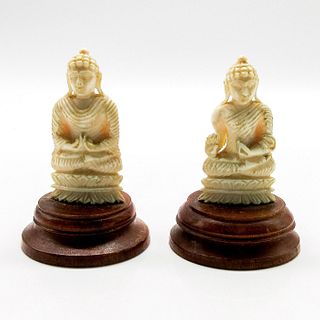 Pair of Vintage Carved Bone Hindu Gods