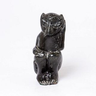 Black Soapstone Sculpture, Monkey