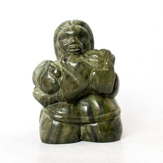 Thorn Canada Inuit Art Cast Sculpture, Mother and Child