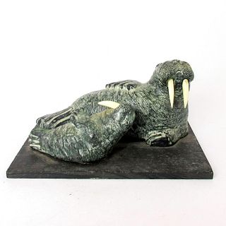 Wolf Original Inuit Art Cast Sculpture, Walruses