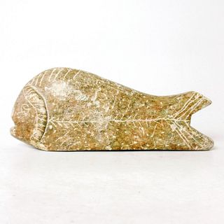 Inuit Soapstone Sculpture, Signed, Fish