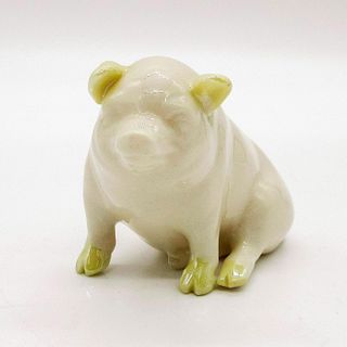 Vintage Belleek Irish Porcelain Figurine Seated Pig