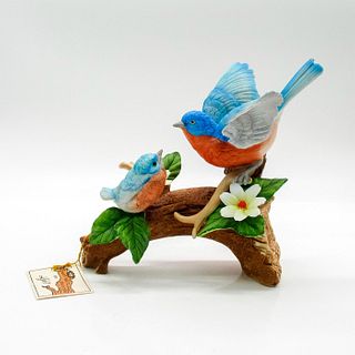 Vintage Lefton Figurine, Blue Birds White Flowers 03921