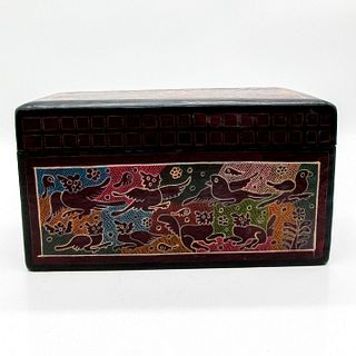 Unique Hand Painted Colorful Wooden Box With Animal Design
