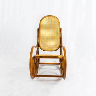 Vintage Thonet Rocking Chair Made in Poland Beech & Cane