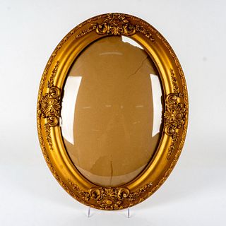 Vintage Rococo Style Gilded Wooden Frame Convex Bubble Glass