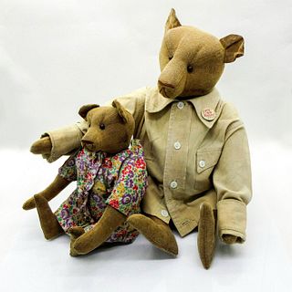 2pc Vintage T. Whalley Teddy Bears, Boy and Girl