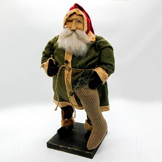 Arnett's Country Store Vintage Santa With Moss Stocking Doll