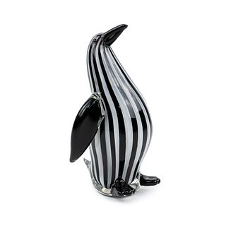 Murano Style Black White Striped Penguin Ann Primrose
