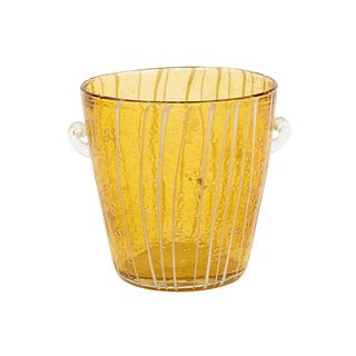 Yellow and White Murano Glass Controlled Bubbles Ice Bucket