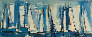 Joan Hedman Modern Abstract Sailboat Watercolor