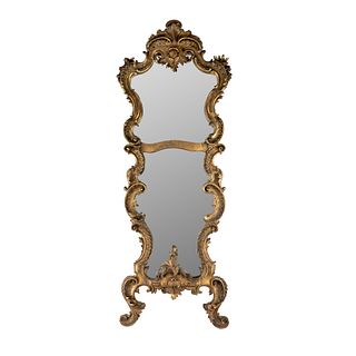 Antique Italian Baroque Pier Style Gilt Carved Mirror 