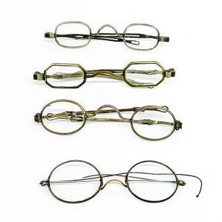 4pc Antique Prescription Spectacles, Metal Alloy Frames