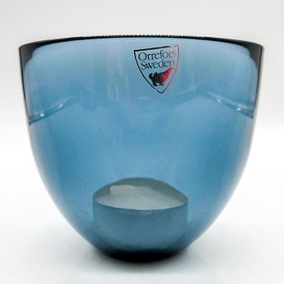 Orrefors Art Glass Blue Candle Holder