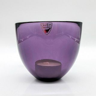 Orrefors Art Glass Purple Candle Holder