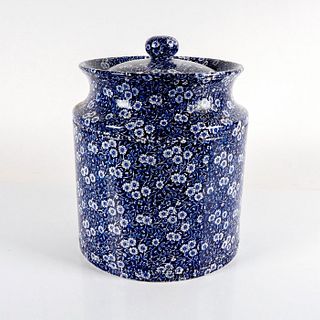 Blue Calico Burleigh Staffordshire Large Lidded Jar Canister