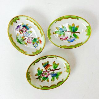 3pc Set Herend Hungary Queen Victoria Floral Butter Dishes