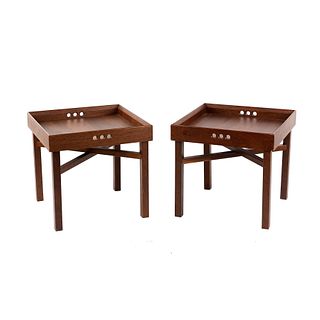 (2) Pair of Danish Modern Butler Tray Top Side Tables