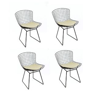 (4) Set of Bertoia Wire Chairs with Cushions