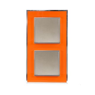 Modern Chrome and Orange Double Frame Wall Mirror