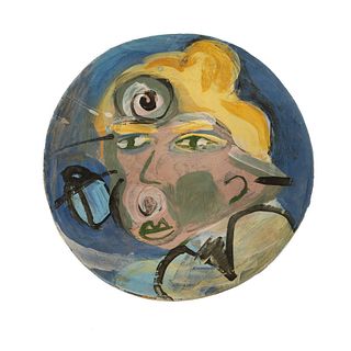 Kirk Mangus Painted Portrait Stoneware Plate